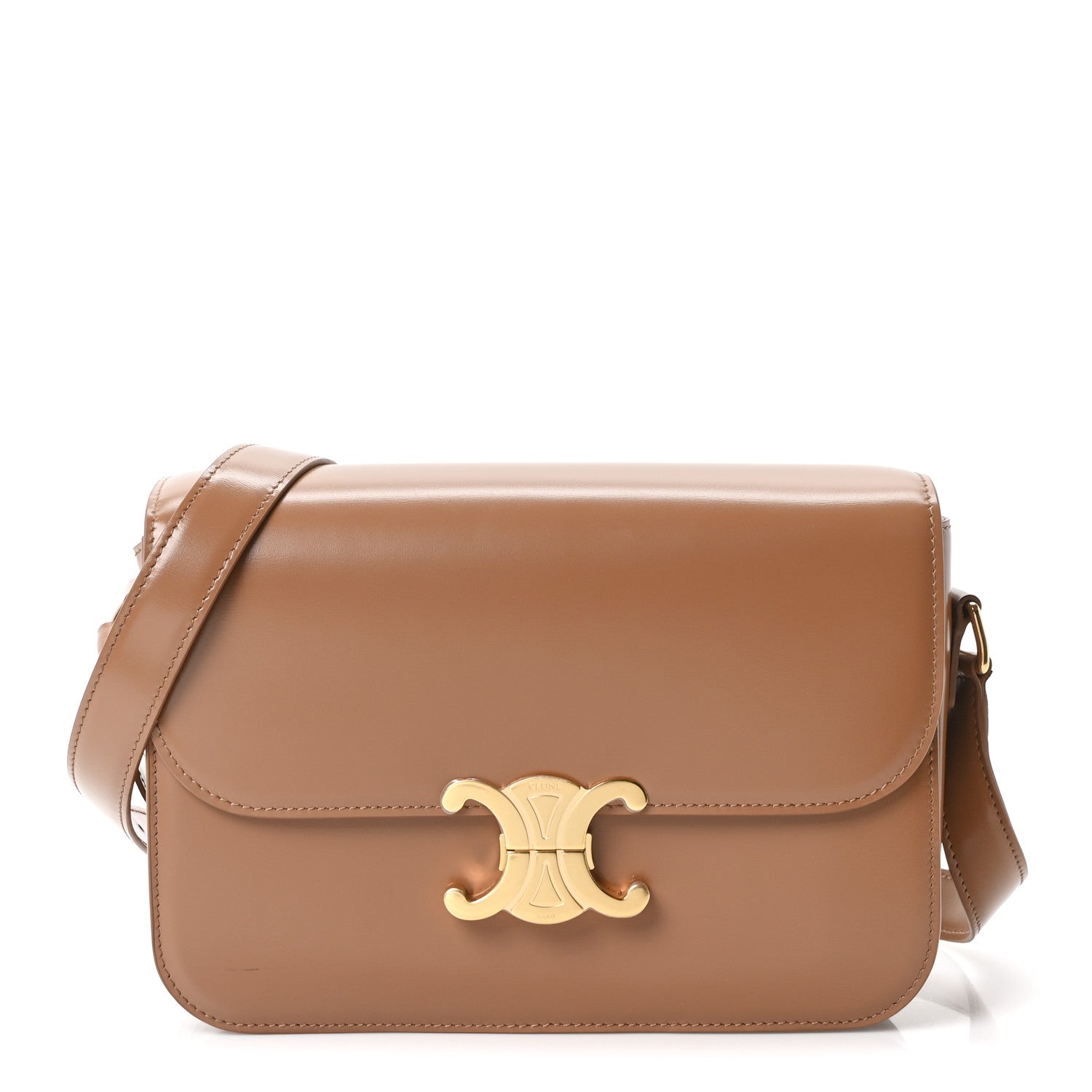 Celine Shiny Calfskin Medium Triomphe Bronze 1 of 9