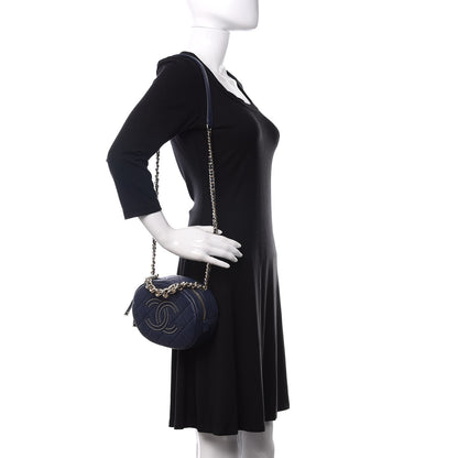 Chanel Lambskin Quilted Studded Camera Case Navy 2 of 11