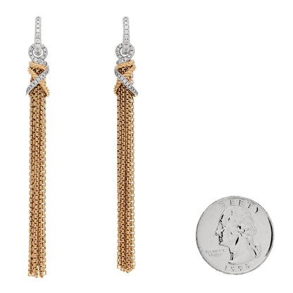 David Yurman 18K Yellow Gold Diamond Helena Chain Tassel Earrings 2 of 4