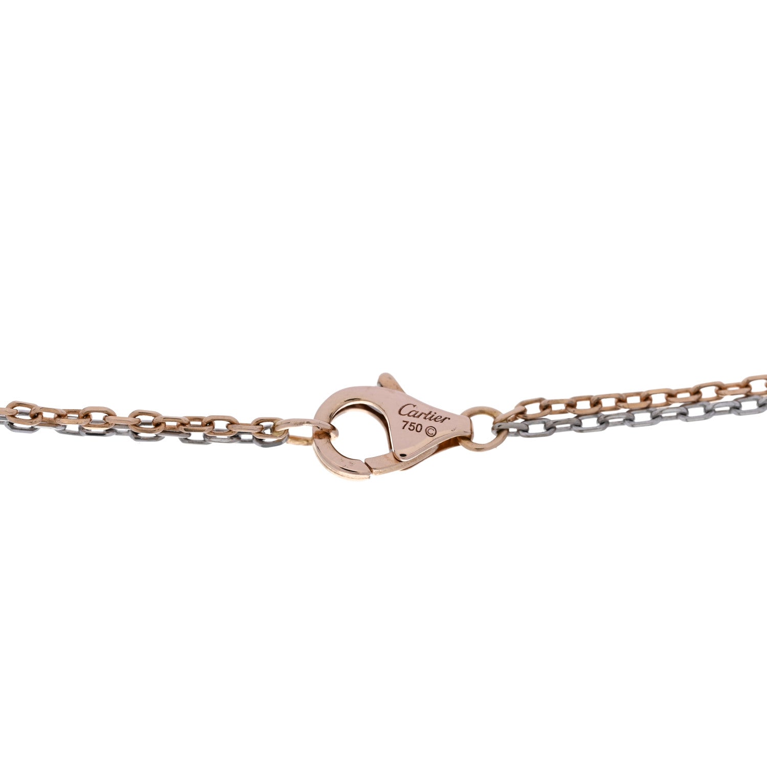 Cartier 18K White Pink Gold Diamond Three Ring LOVE Necklace 5 of 5