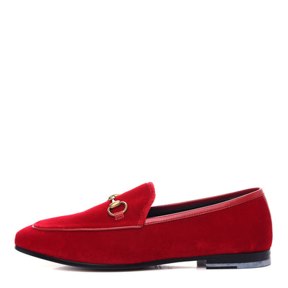 Gucci Velvet Horsebit Womens Jordaan Loafers 37 Hibiscus Red 1 of 12