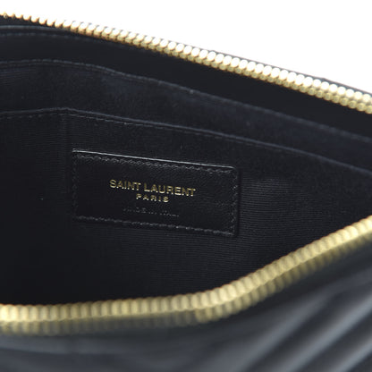 Saint Laurent Calfskin Matelasse Chevron Monogram A5 Wristlet Black 8 of 9
