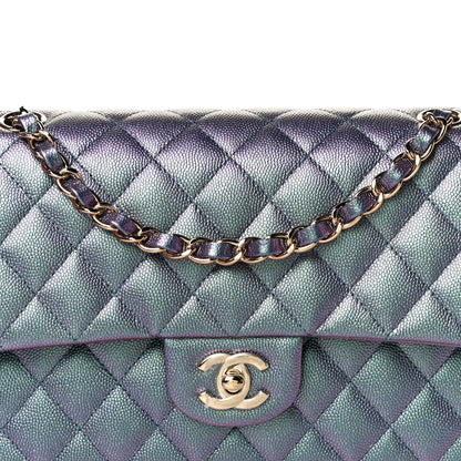 Chanel Iridescent Caviar Quilted Medium Double Flap Dark Blue 7 of 10
