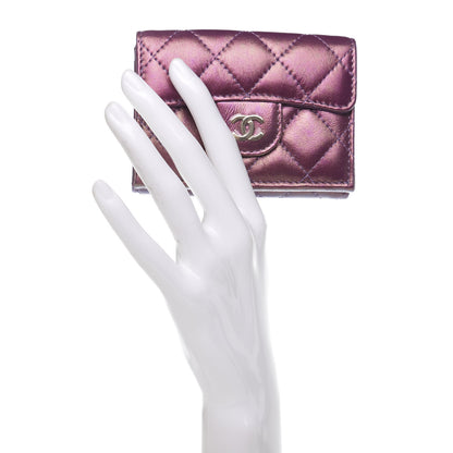 Chanel Iridescent Lambskin Small Quilted Flap Wallet Purple 2 of 8