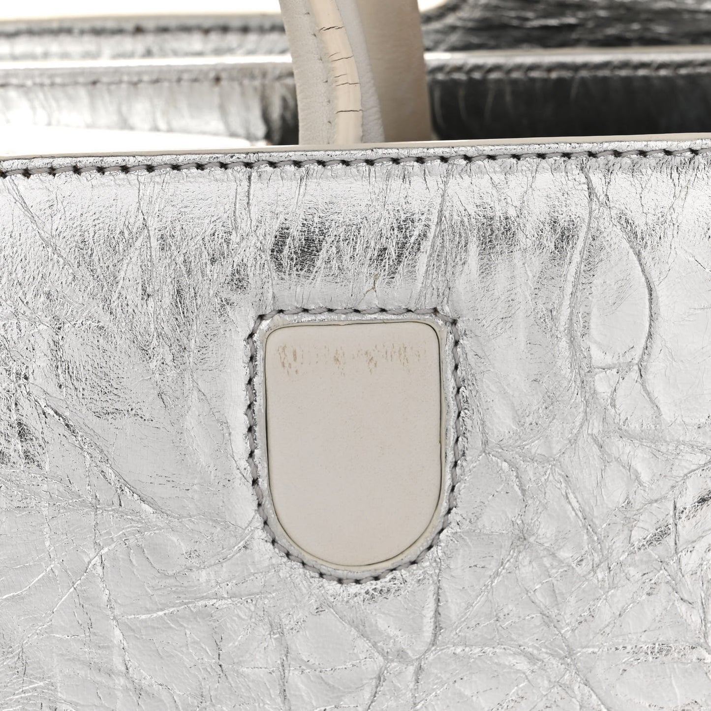 Metallic Calfskin Large Diorever Flap Silver