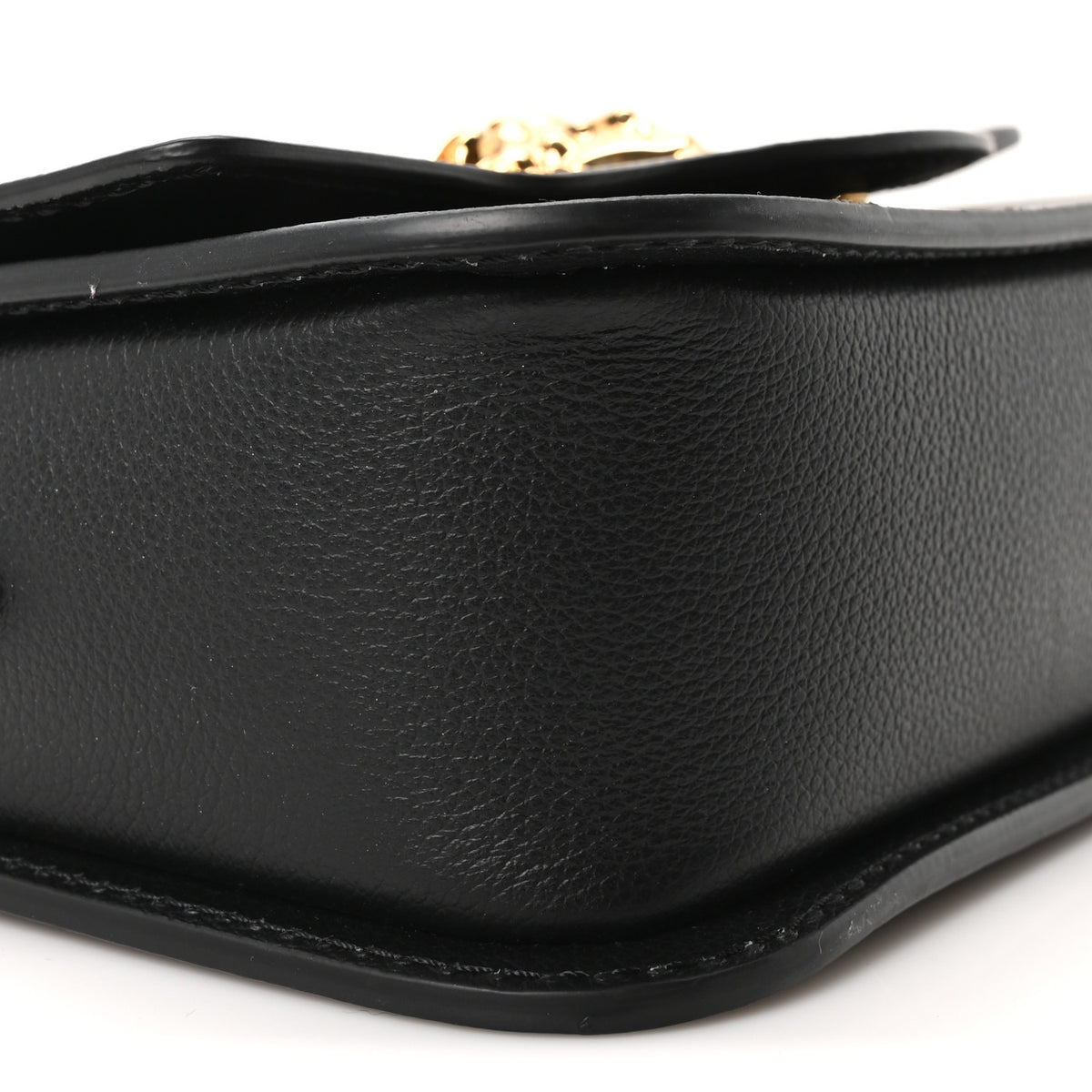 Grained Calfskin La Medusa Flap Shoulder Bag  Black