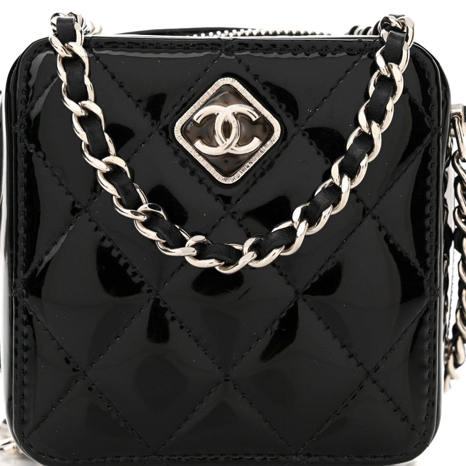 Chanel Patent Quilted Clutch With Chain Black 8 of 10