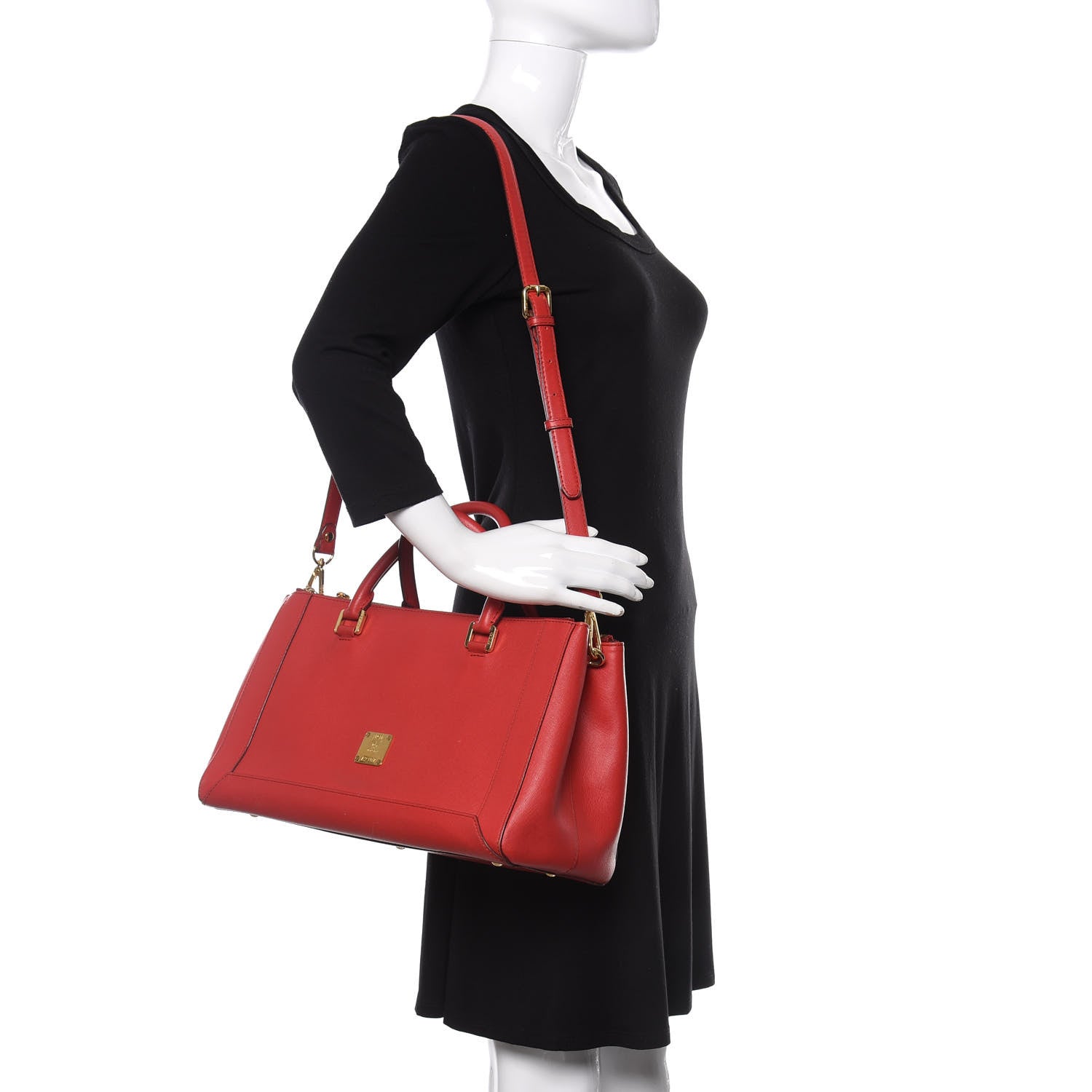 MCM Saffiano Nuovo Tote Red 2 of 10