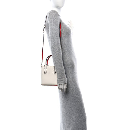 Christian Louboutin Calfskin Spikes Mini North South Cabata Tote Snow 2 of 11