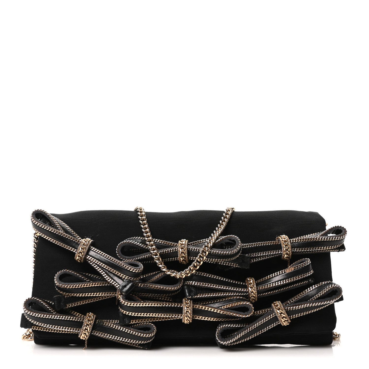 Dolce & Gabbana Satin Bow Sasha Chain Clutch Black 1 of 17