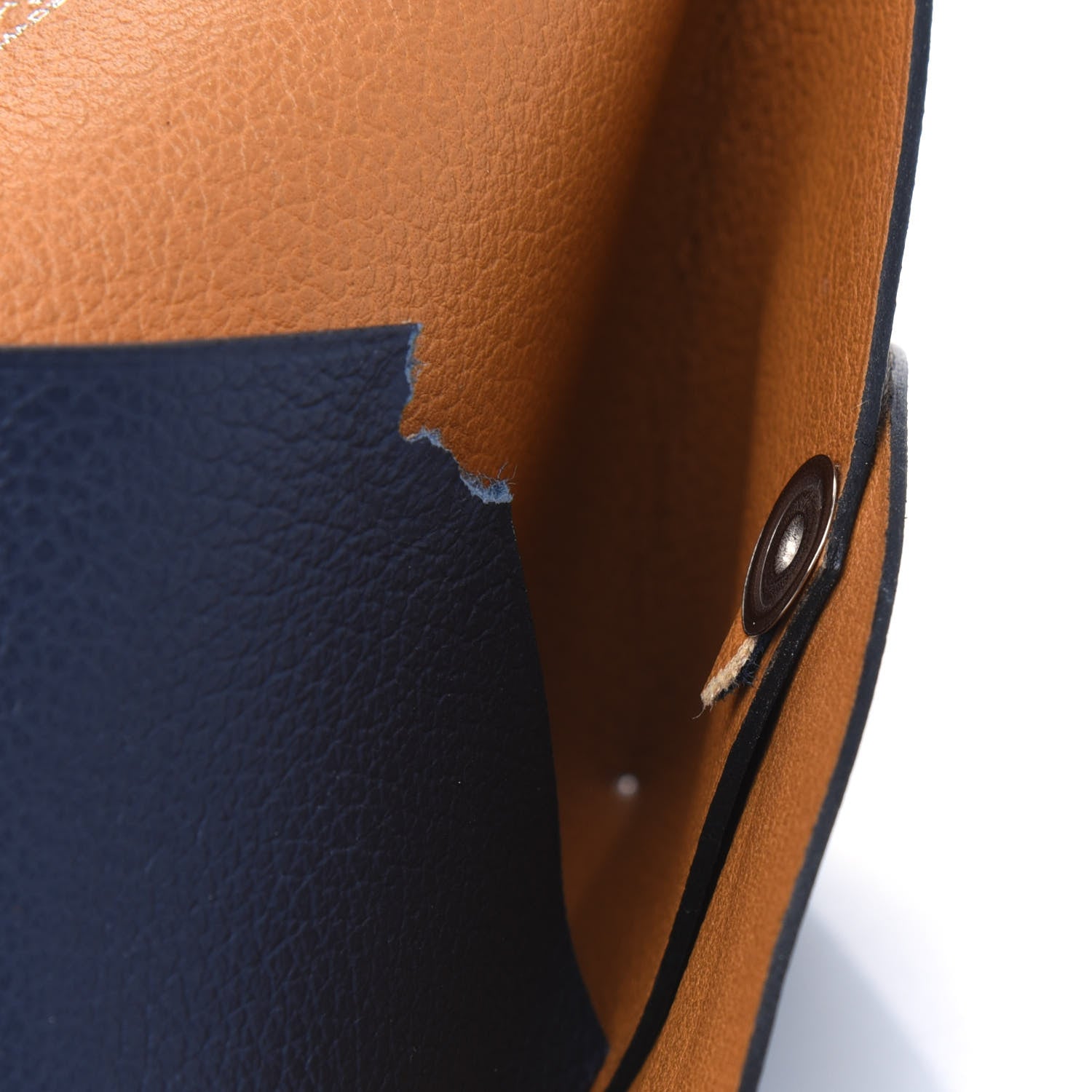 Hermes Evercolor Bastia Verso Coin Purse Bleu Nuit Caramel 4 of 5