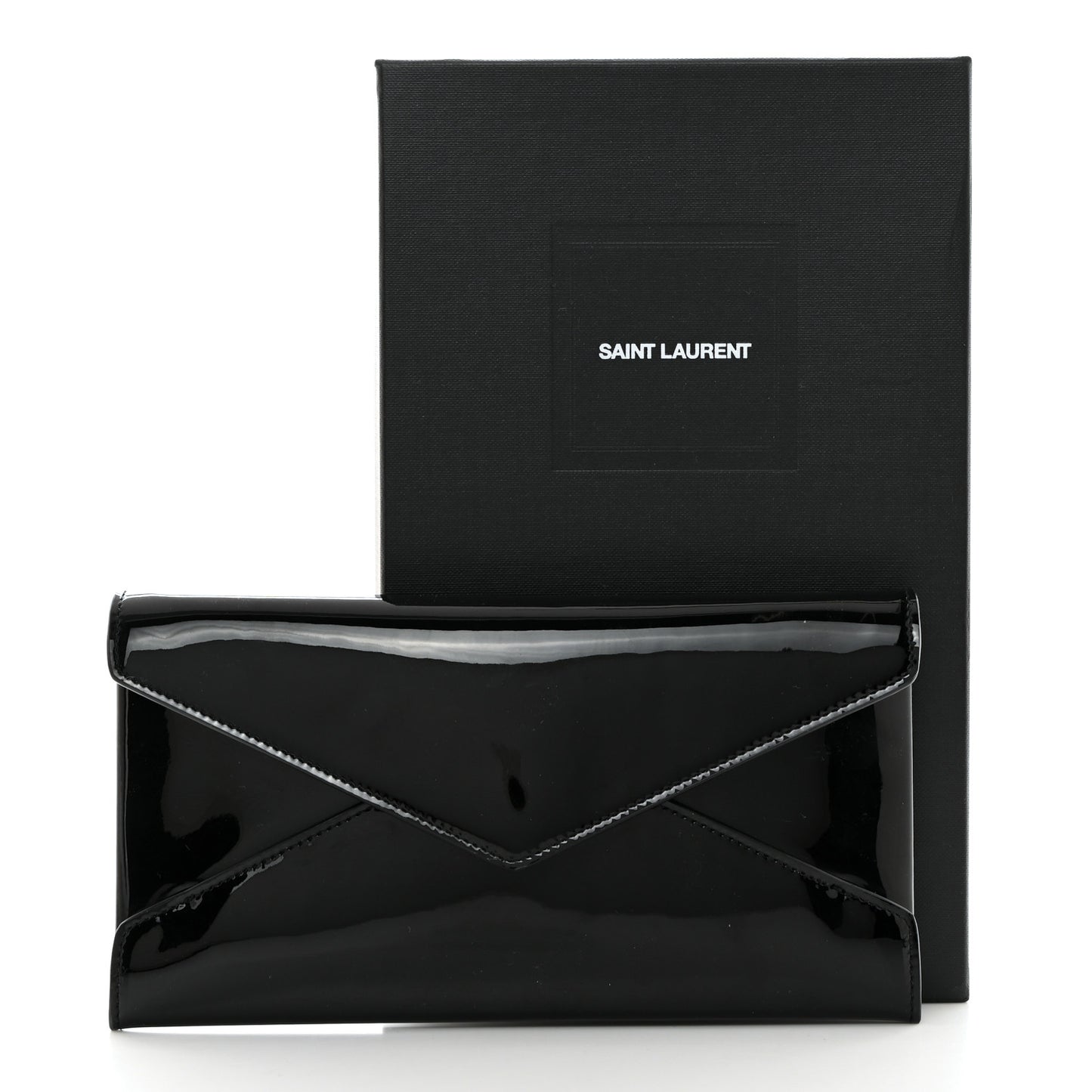 Patent Paloma Envelope Clutch Black