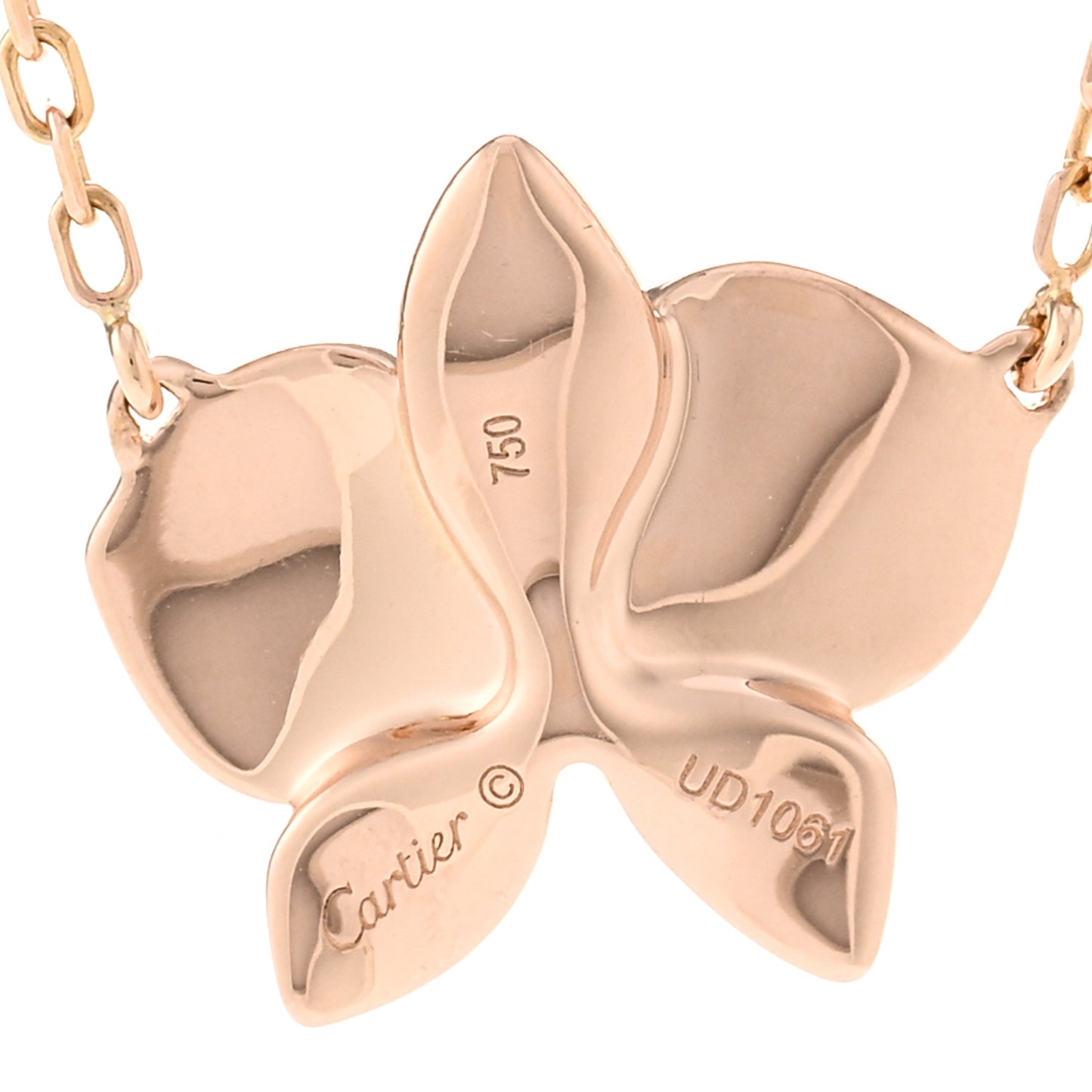 18K Pink Gold Diamond Caresse D'Orchidees Par Cartier Pendant Necklace