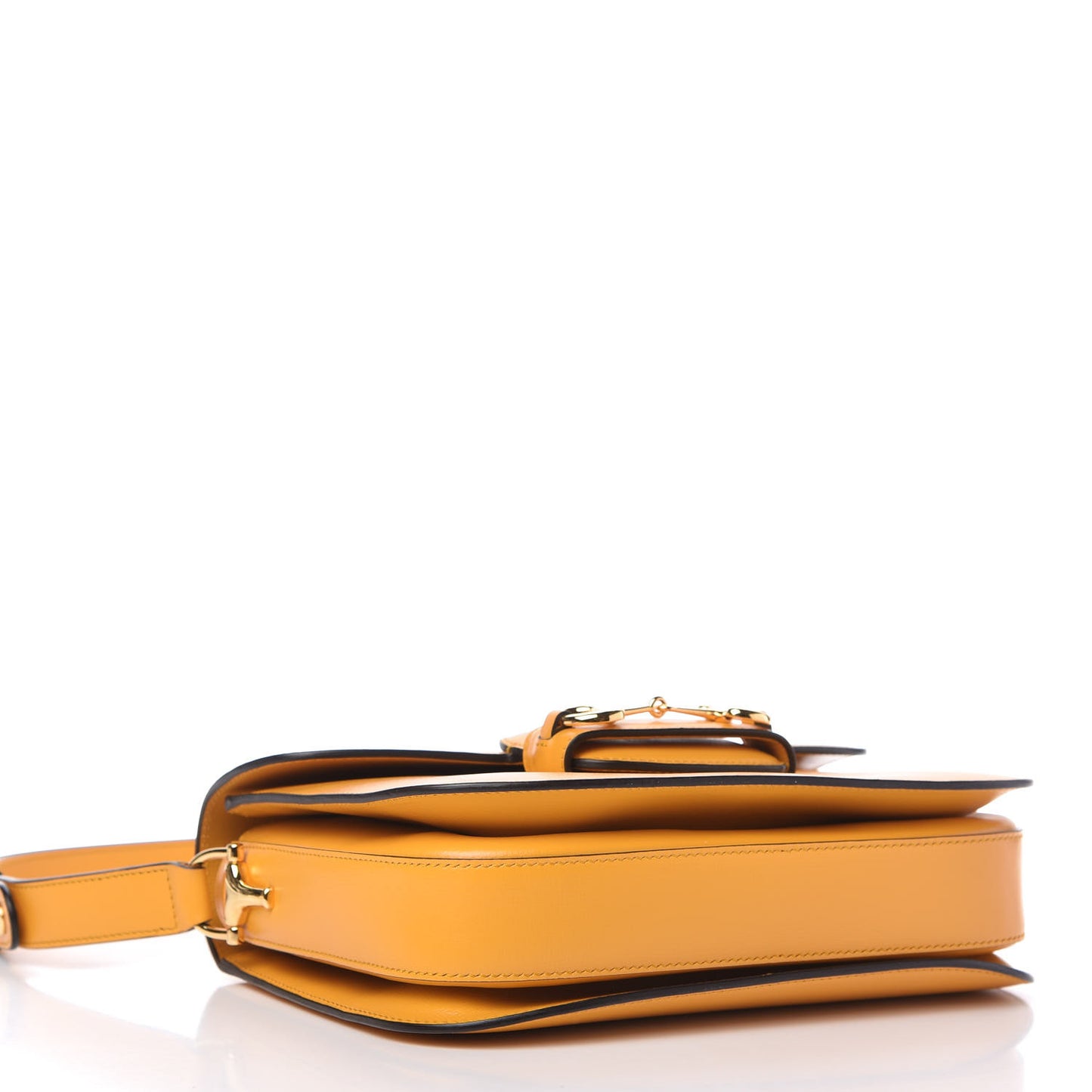 Textured Calfskin Horsebit 1955 Shoulder Bag Yellow