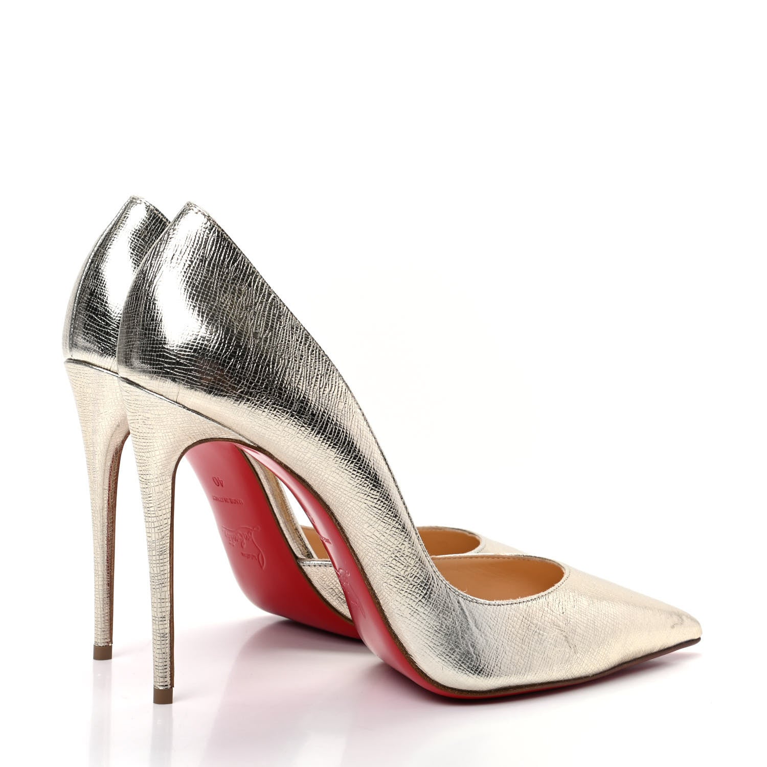 Christian Louboutin Calf Lame Tweed Iriza 100 Pumps 40 Platine 4 of 10