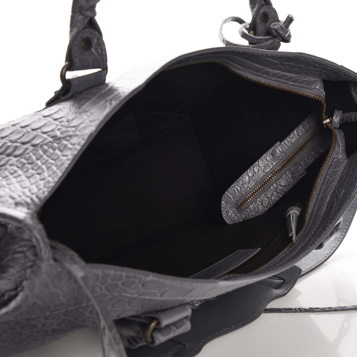 Balenciaga Calfskin Crocodile Embossed Classic Hardware City Gris Beton 6 of 8
