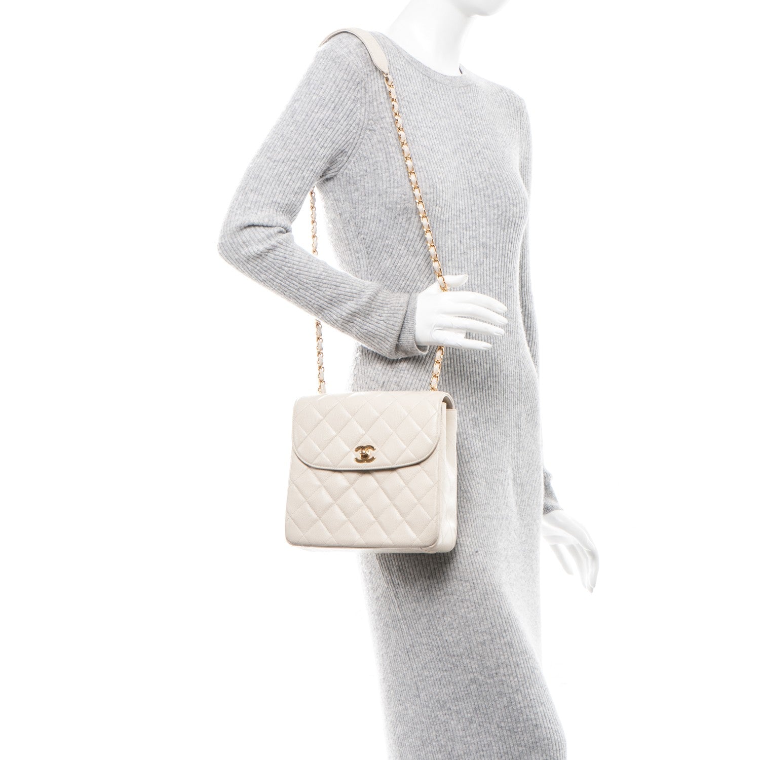 Chanel Caviar Quilted Small Single Flap White 2 of 9