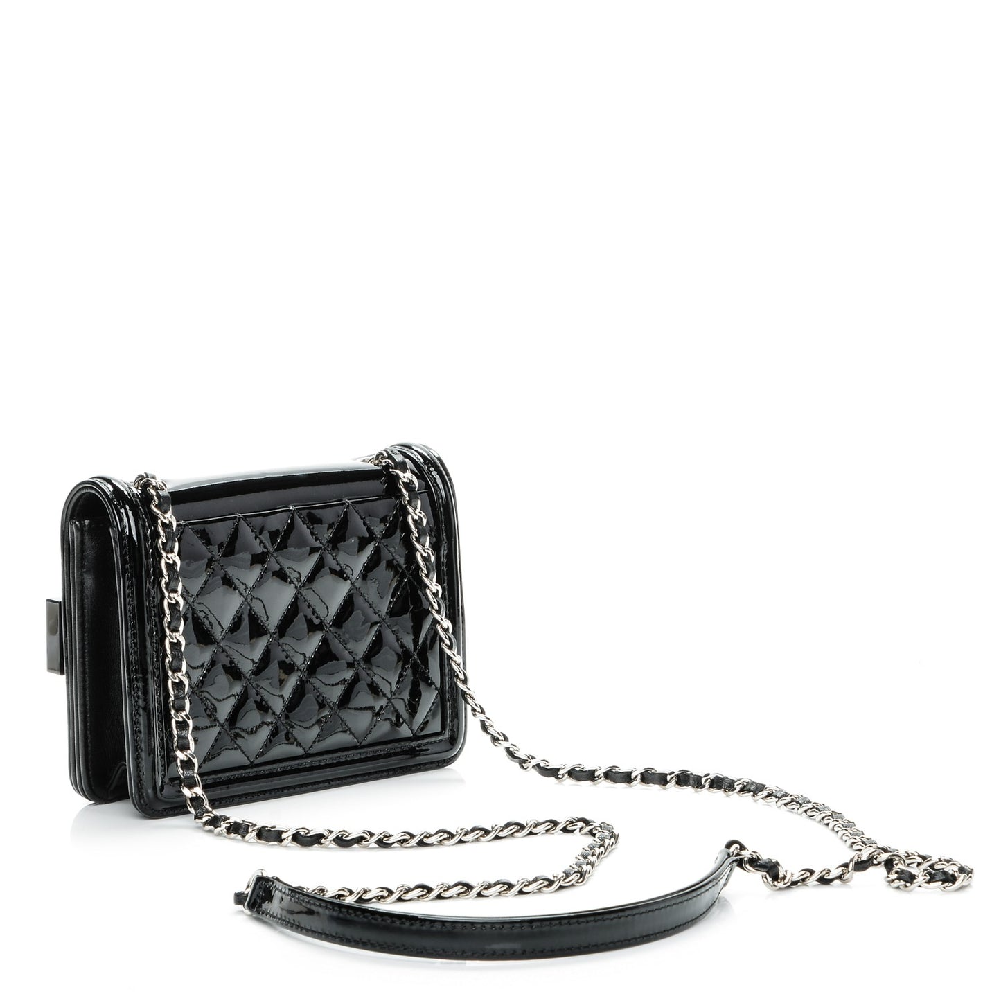 Plexiglass Patent Baguette Crystal Mini Boy Brick Flap Black