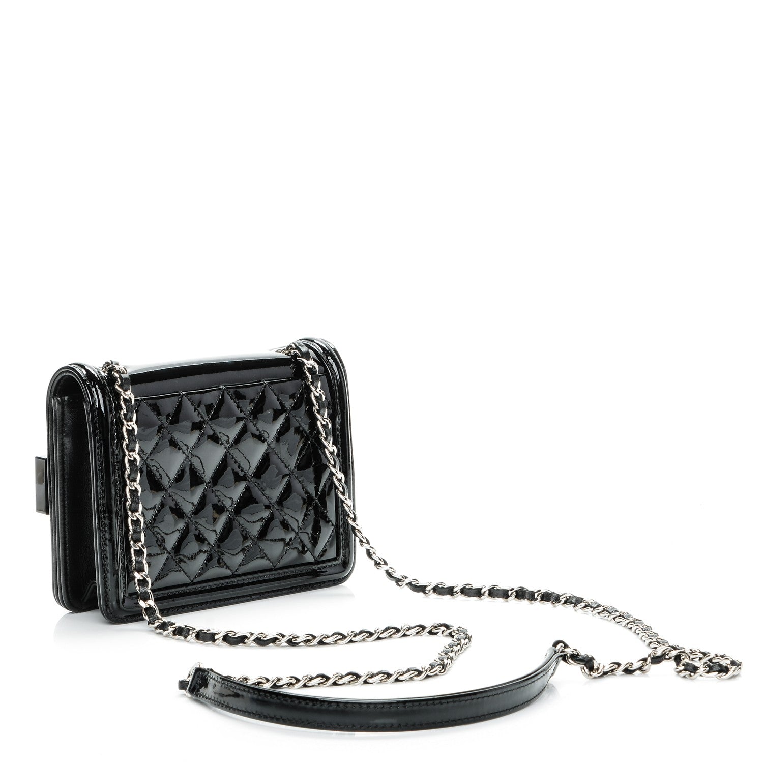 Chanel Plexiglass Patent Baguette Crystal Mini Boy Brick Flap Black 3 of 7