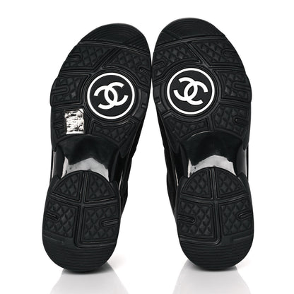 Chanel Fabric Calfskin Suede CC Sneakers 38 Black 5 of 9