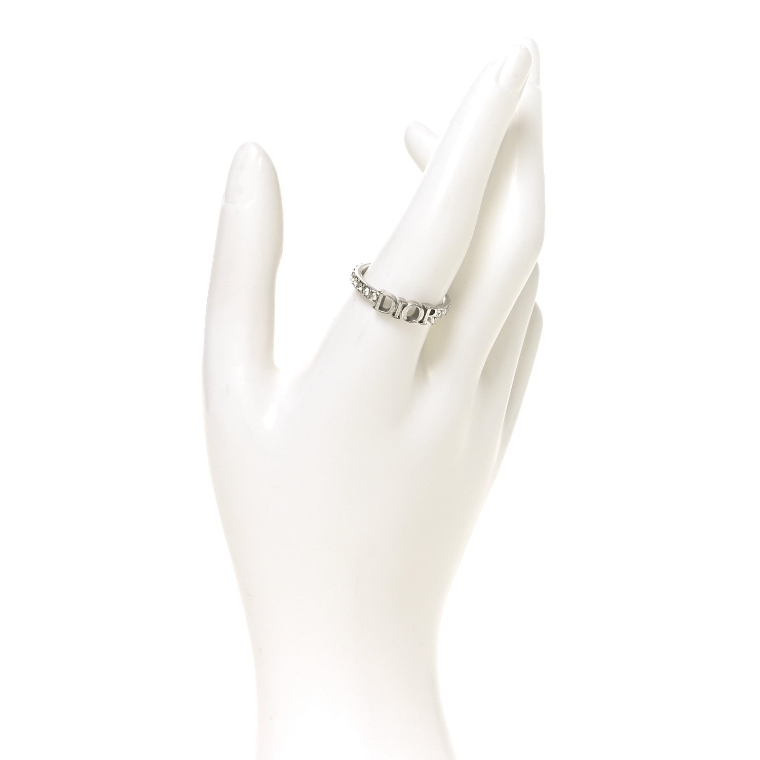 Christian Dior Metal Crystal DIO(R)EVOLUTION Ring 61 9.5 Silver