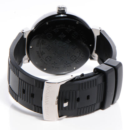 Louis Vuitton Stainless Steel Rubber 41mm Tambour GMT Automatic Watch Black 4 of 5