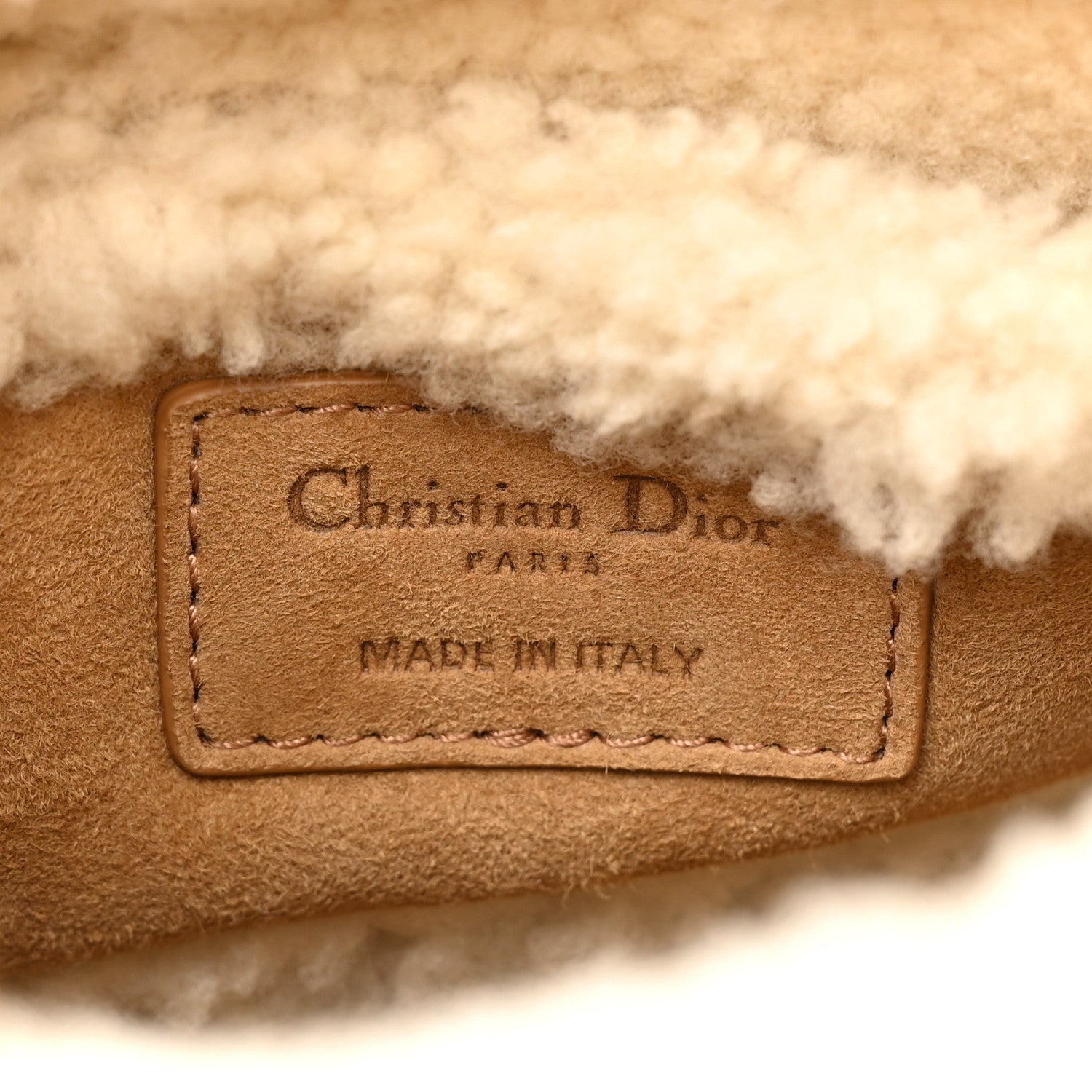 Christian Dior Suede Shearling Cannage Mini Lady Dior Camel 6 of 8
