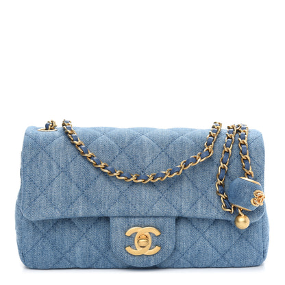Chanel Denim Quilted Mini Pearl Crush Rectangular Flap Blue 1 of 9