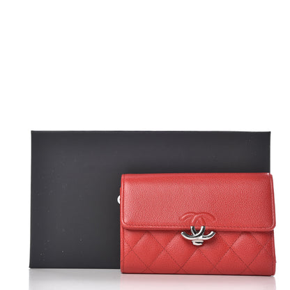 Chanel Grained Calfskin Quilted CC Box Flap Wallet Red 12 of 12