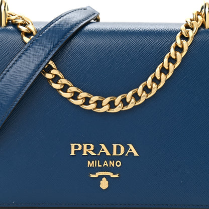Prada Saffiano Chain Shoulder Bag Cobalto 7 of 11