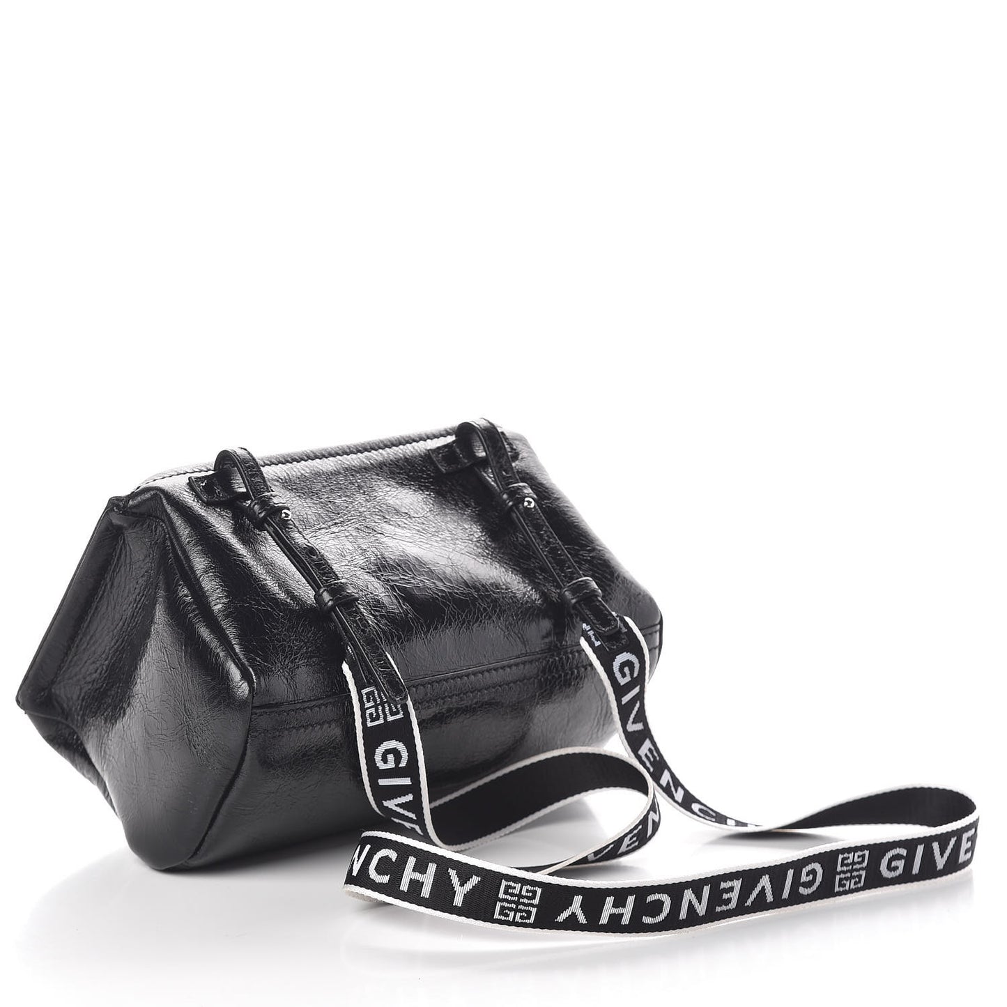 Crinkled Patent Deerskin Mini Pandora Black