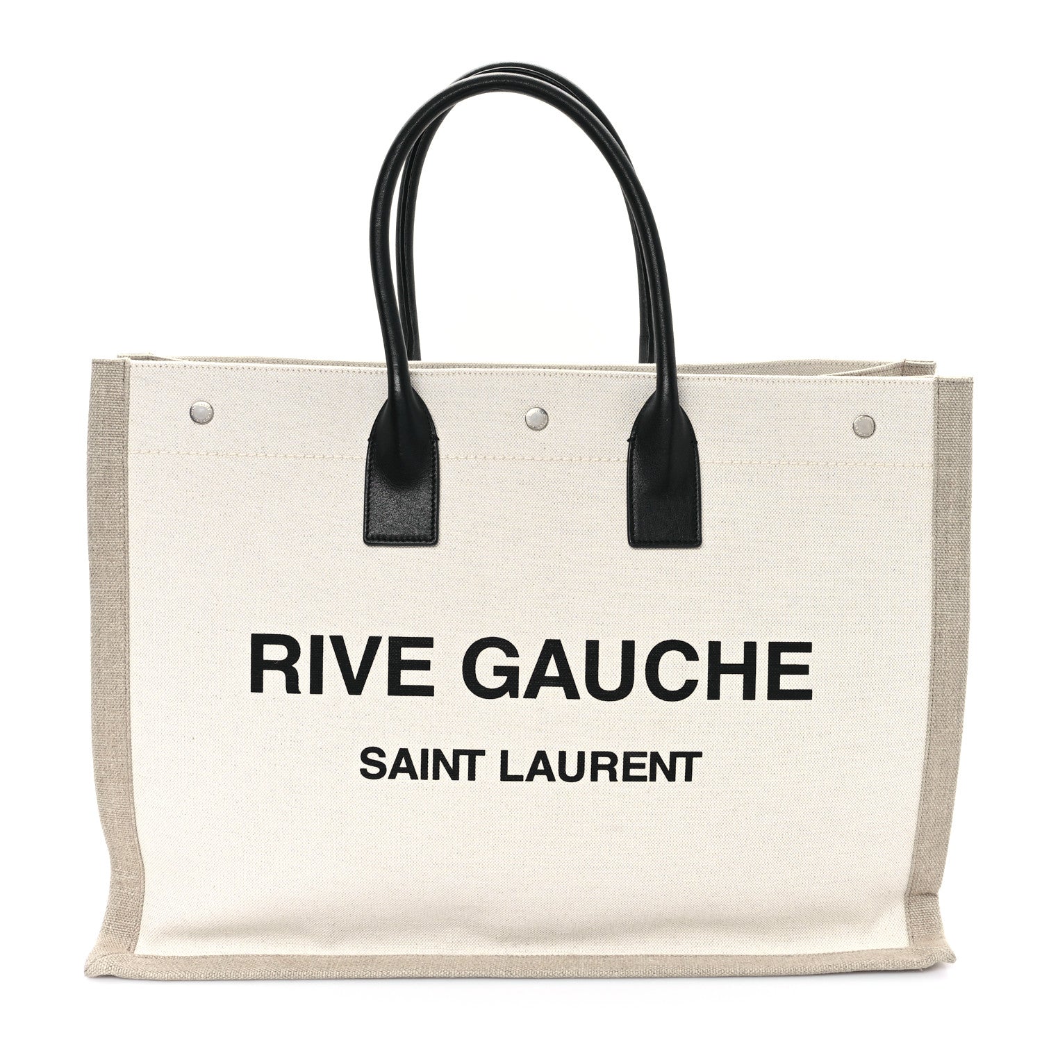 Saint Laurent Linen Calfskin Rive Gauche Tote Optic White 1 of 11
