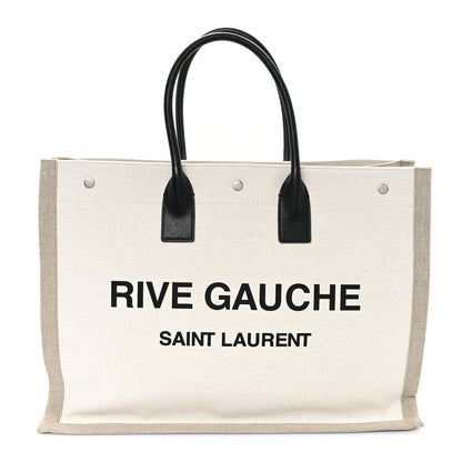 Saint Laurent Linen Calfskin Rive Gauche Tote Optic White 1 of 11