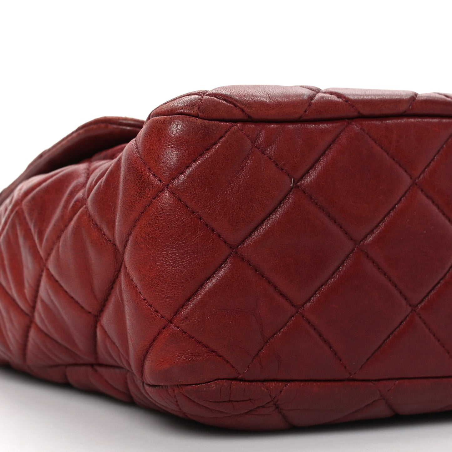 Lambskin Quilted Jumbo Single Flap Dark Red