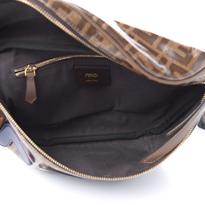 Fendi X FILA Glazed Fabric Vitello Century FF 1974 Mania Belt Bag Mogano Panna Blueberry 5 of 11