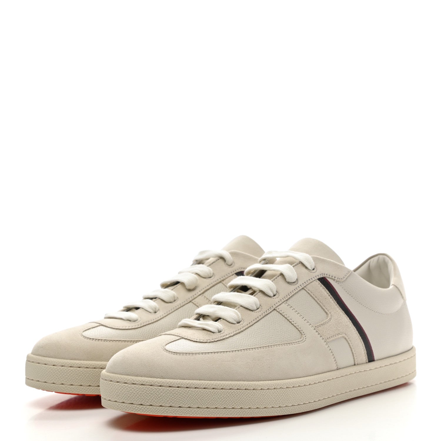 Hermes Epsom Suede Goatskin Mens Boomerang Sneakers 45 Beige Glaise 3 of 10