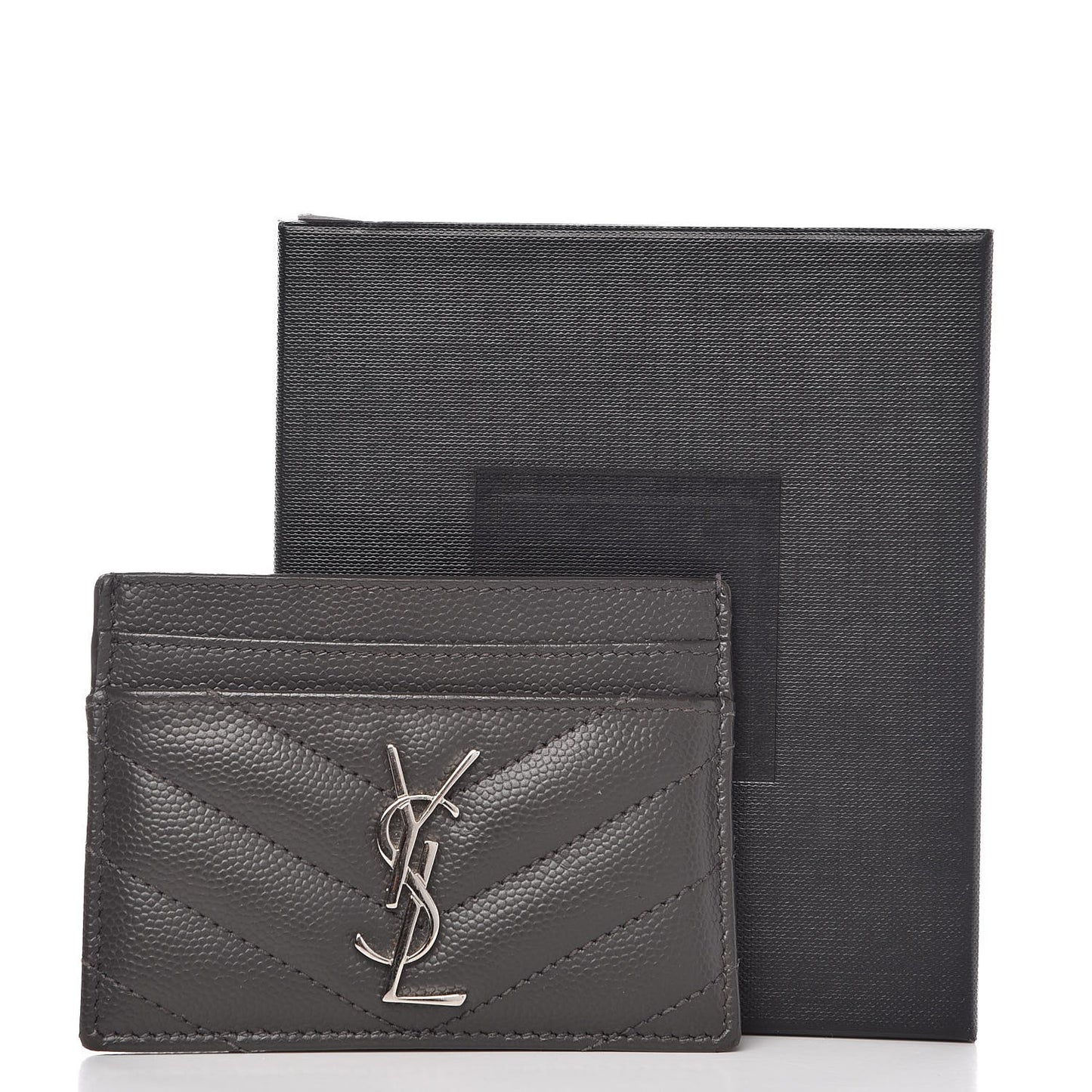 Grain De Poudre Matelasse Chevron Monogram Card Case Coal
