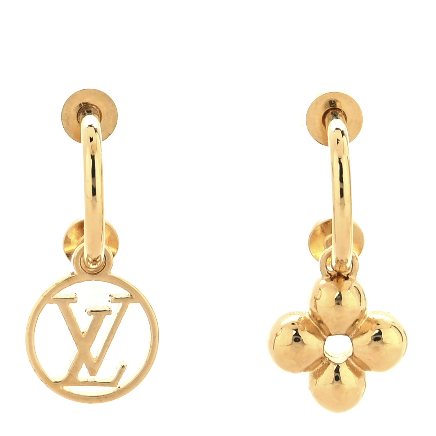Louis Vuitton Brass Blooming Earrings Gold 1 of 5