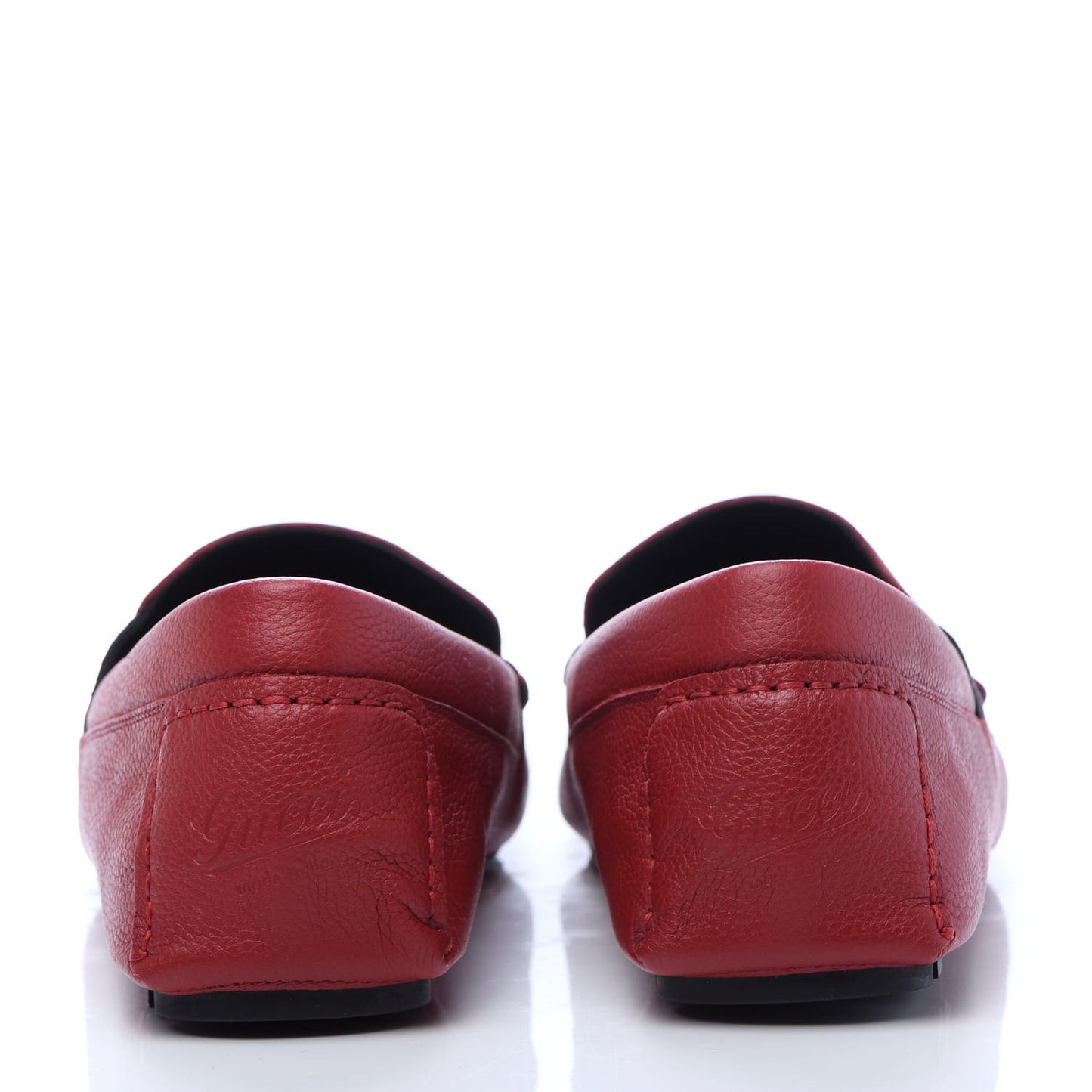 Calfskin Web Mens Driver Loafers 9 Red
