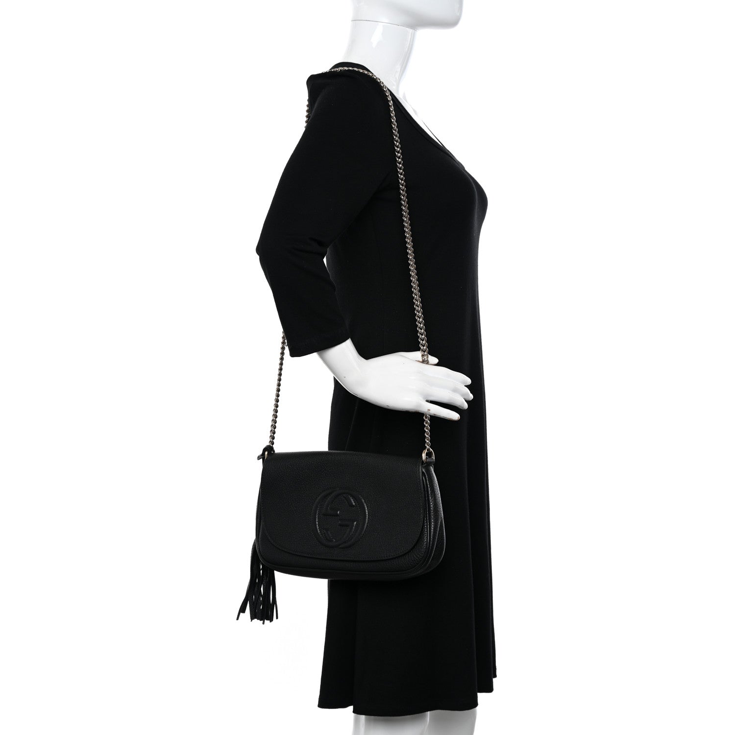 Gucci Pebbled Calfskin Medium Soho Flap Crossbody Black 2 of 13