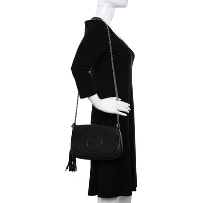 Gucci Pebbled Calfskin Medium Soho Flap Crossbody Black 2 of 13
