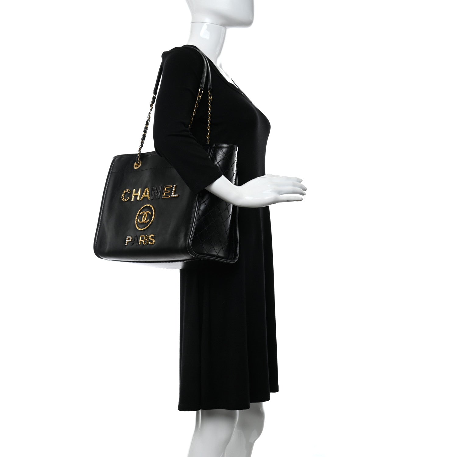 Chanel Aged Calfskin Small Charms Deauville Tote Black 2 of 11