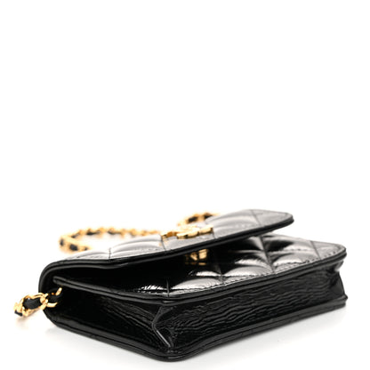 Chanel Shiny Lambskin Quilted Clutch With Chain Black 4 of 12