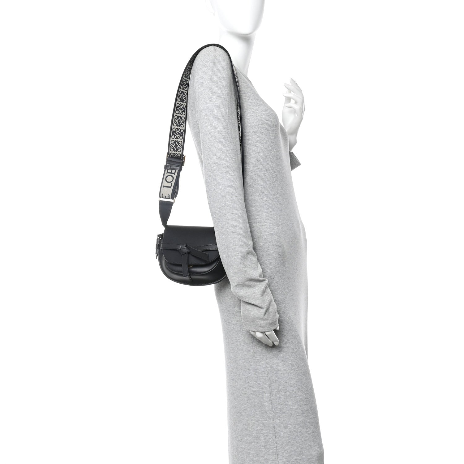 Loewe Calfskin Jacquard Mini Gate Dual Bag Black 2 of 9