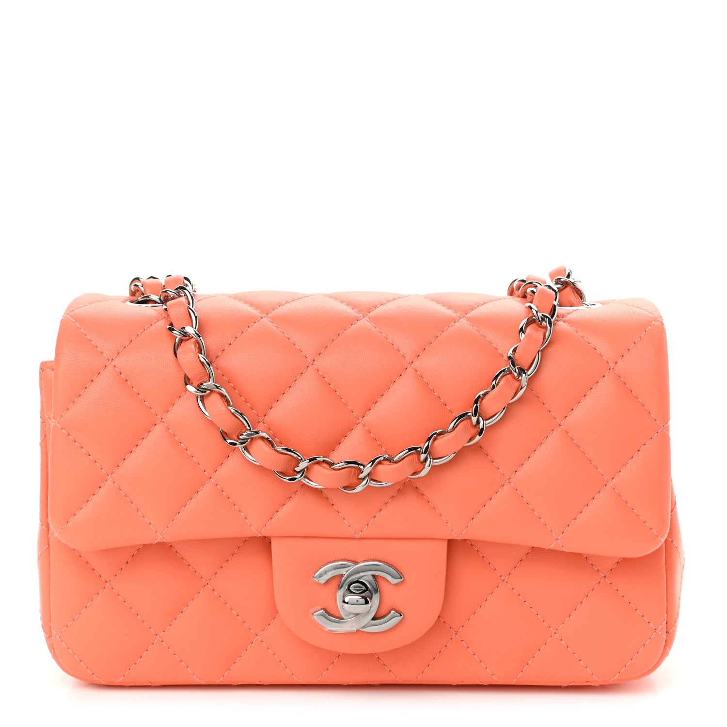 Chanel Lambskin Quilted Mini Rectangular Flap Light Orange 1 of 10