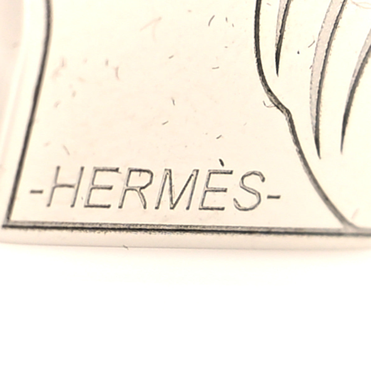 Hermes Palladium Lacquered Quadrige Twilly Scarf Ring Fauve 3 of 3