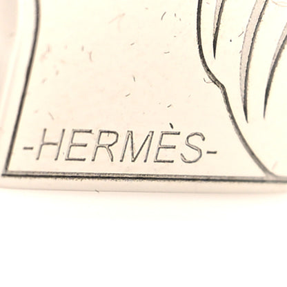 Hermes Palladium Lacquered Quadrige Twilly Scarf Ring Fauve 3 of 3