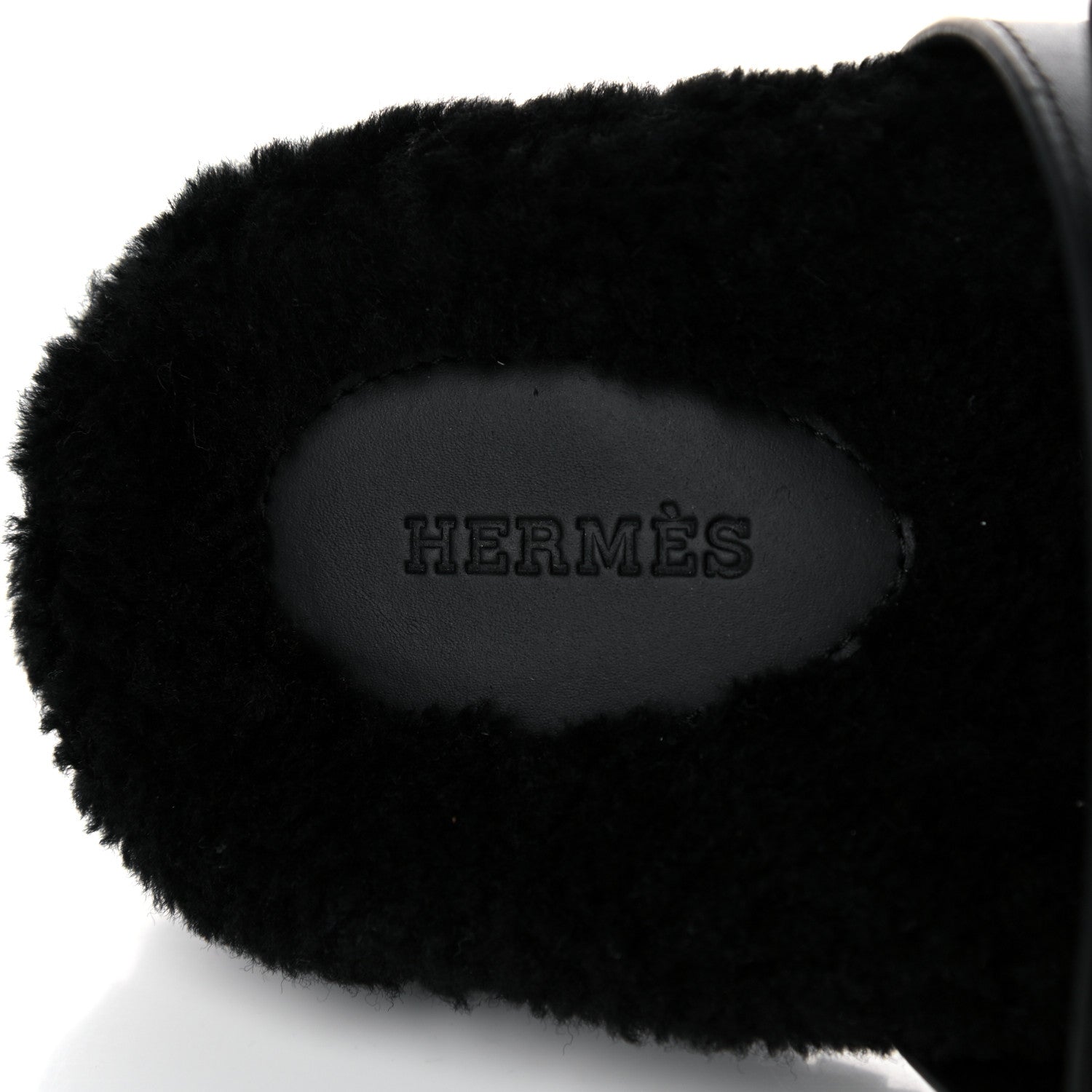 Hermes Calfskin Woolskin Womens Chypre Sandals 38 Black 7 of 9