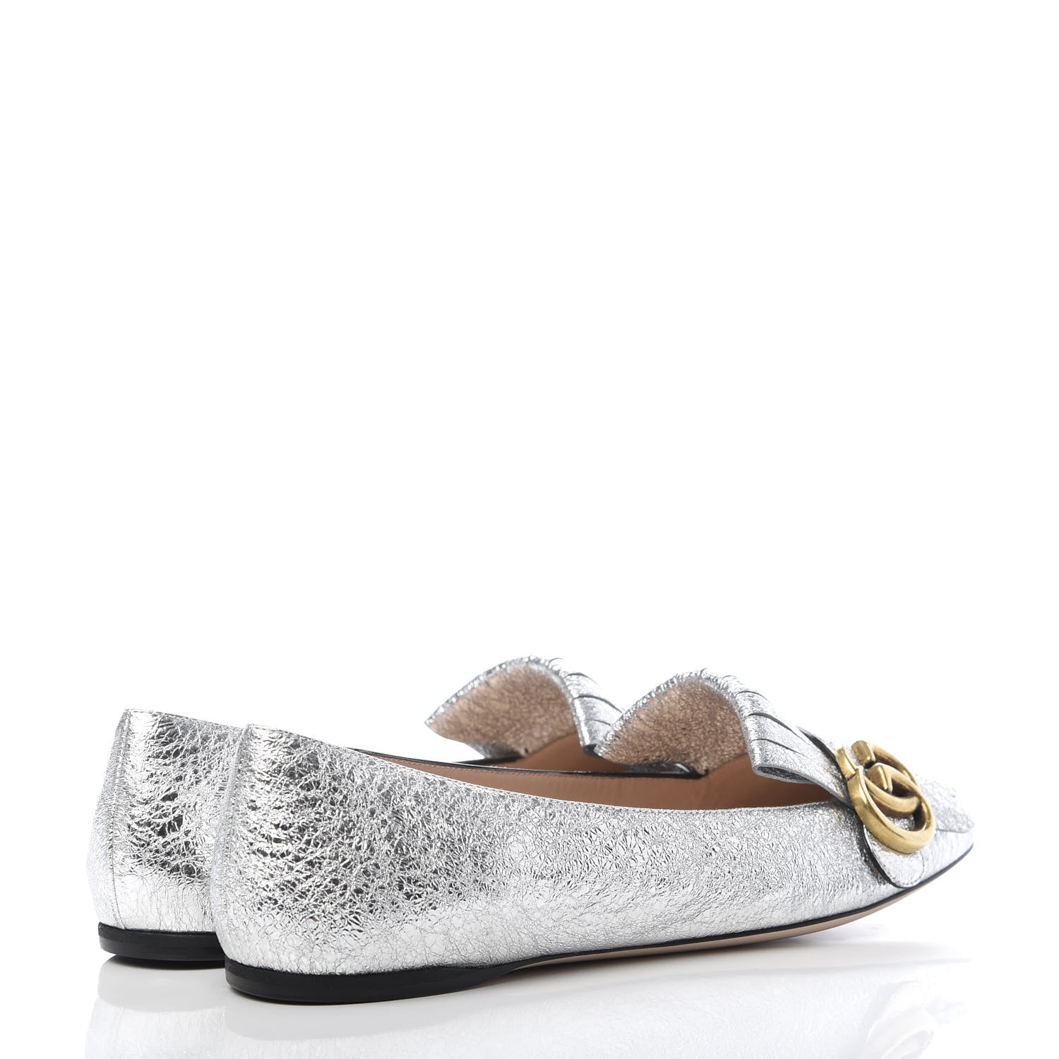 Gucci Galassia GG Marmont Fringe Flats 38 Argento 4 of 10