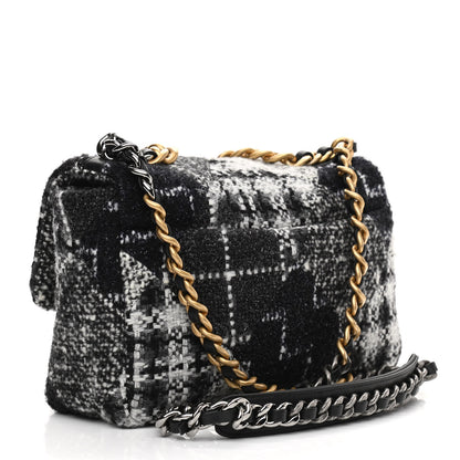 Chanel Tweed Quilted Medium Chanel 19 Flap Black White 3 of 10